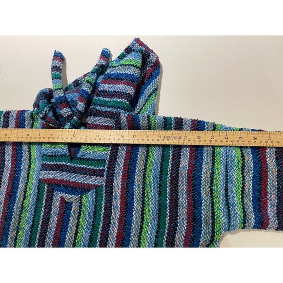 Baja Joe Mexican Hoodie Hippie Surf poncho Sweater Pullover Aqua /size S/M women - Picture 6 of 8
